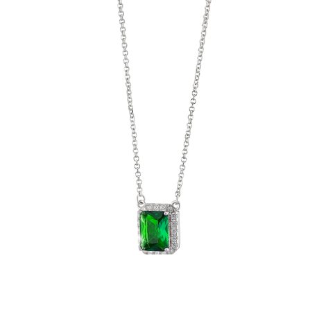 Colier argint placat cu rodiu decorat cu cristal zirconia verde Kate Gifting, 01X01-05369, Oxette Romania